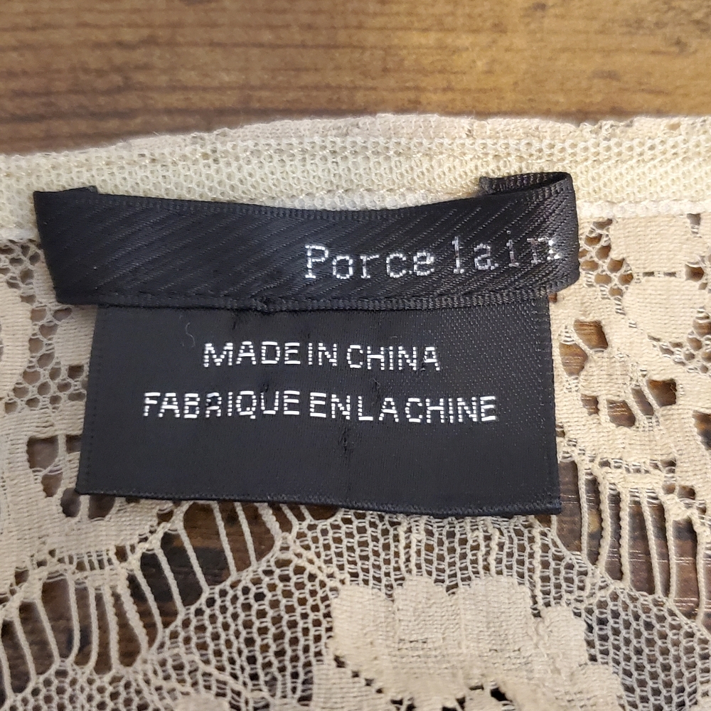 Porcelain Beige & Coral Lace Top - Picture 4 of 5